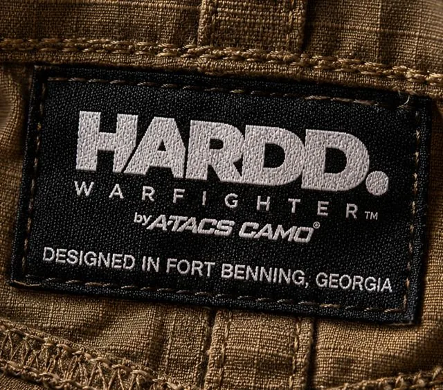 HARDD Warfighter sew-in label: designed in Fort Benning, Georgia